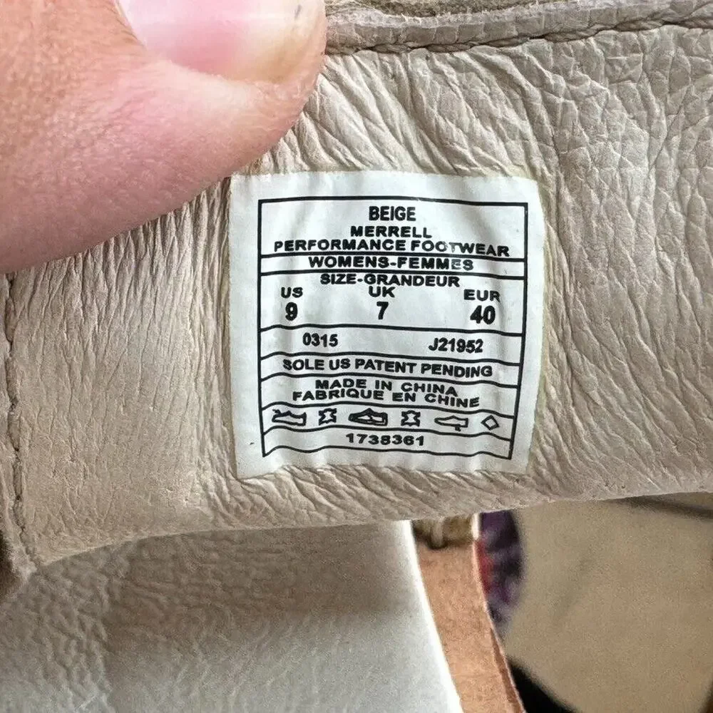Merrell Select Fresh J21952 Beige Leather Buckle Wedge Sandal Shoes Women's US 9